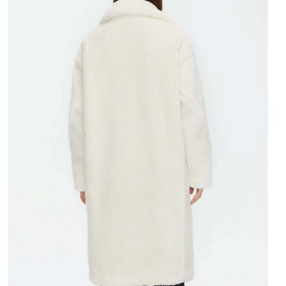 Cream Faux fur oversized button front pocket Teddy Coat - Picture 11 of 11